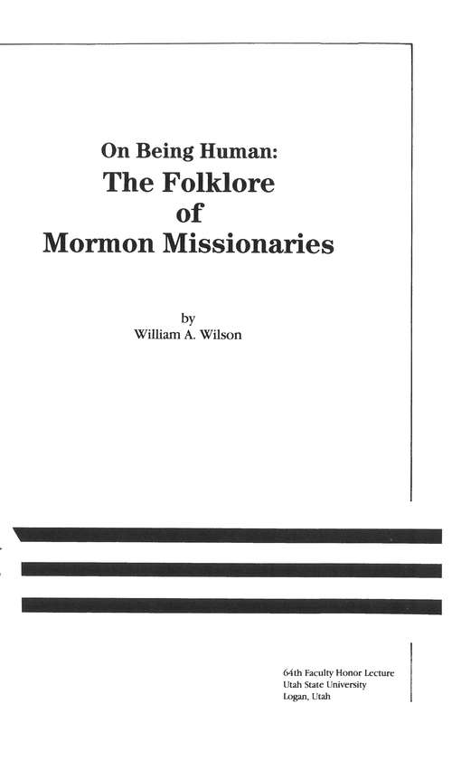 Book cover of On Being Human: Folklore of Mormon Missionaries