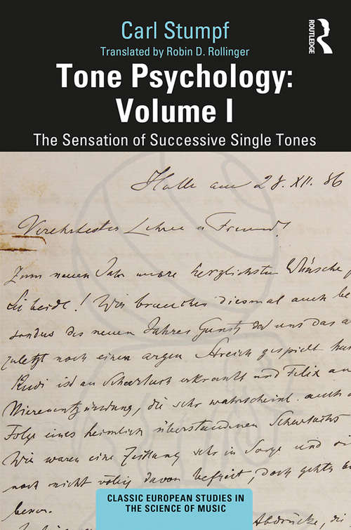 Book cover of Tone Psychology: The Sensation of Successive Single Tones (Classic European Studies in the Science of Music)