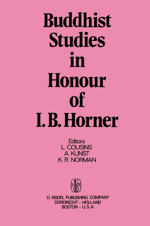 Book cover of Buddhist Studies in Honour of I.B. Horner (1974)