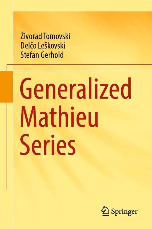 Book cover of Generalized Mathieu Series (1st ed. 2021)