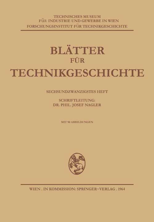 Book cover of Blätter für Technikgeschichte (1964) (Blätter für Technikgeschichte #26)