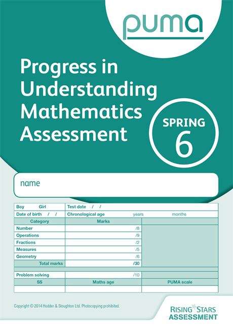 Book cover of Progress In Understanding Mathematics Assessment - Spring 6 (PDF)