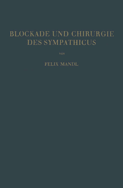 Book cover of Blockade und Chirurgie des Sympathicus (1953)