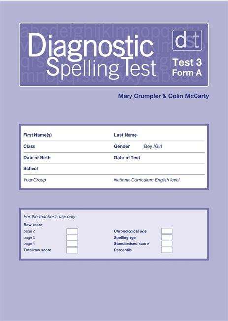 Book cover of Diagnostic Spelling Tests: Test 3 Form A (PDF)