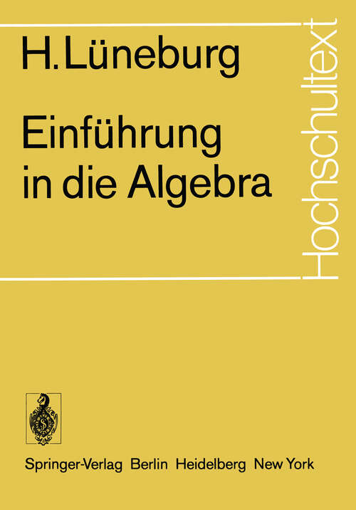 Book cover of Einführung in die Algebra (1973) (Hochschultext)