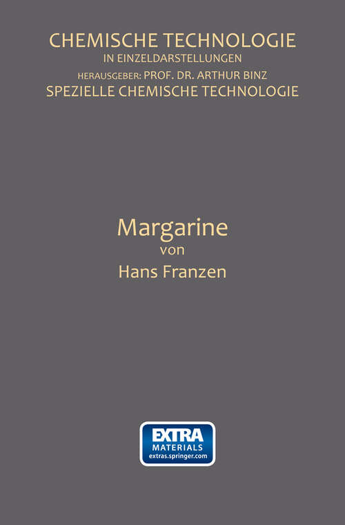 Book cover of Margarine (1925) (Chemische Technologie in Einzeldarstellungen)