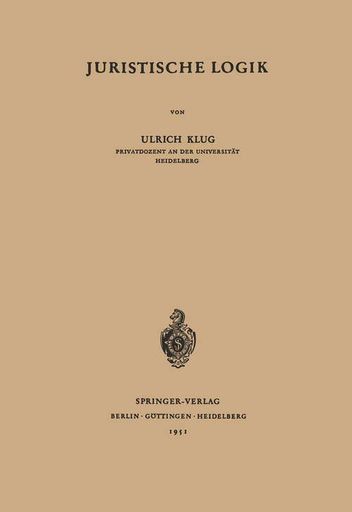 Book cover of Juristische Logik (1951)