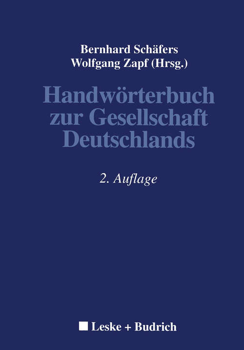 Book cover of Handwörterbuch zur Gesellschaft Deutschlands (2. Aufl. 2001)