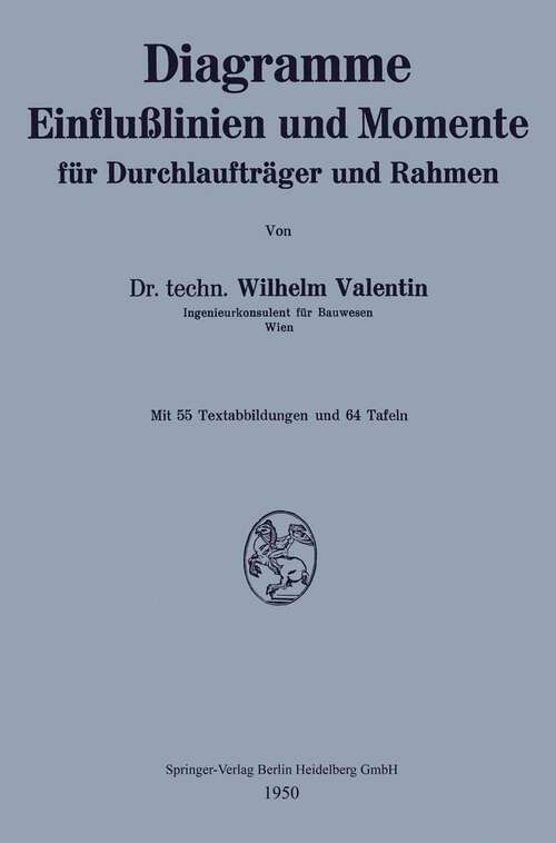 Book cover of Diagramme Einflußlinien und Momente für Durchlaufträger und Rahmen (1950)