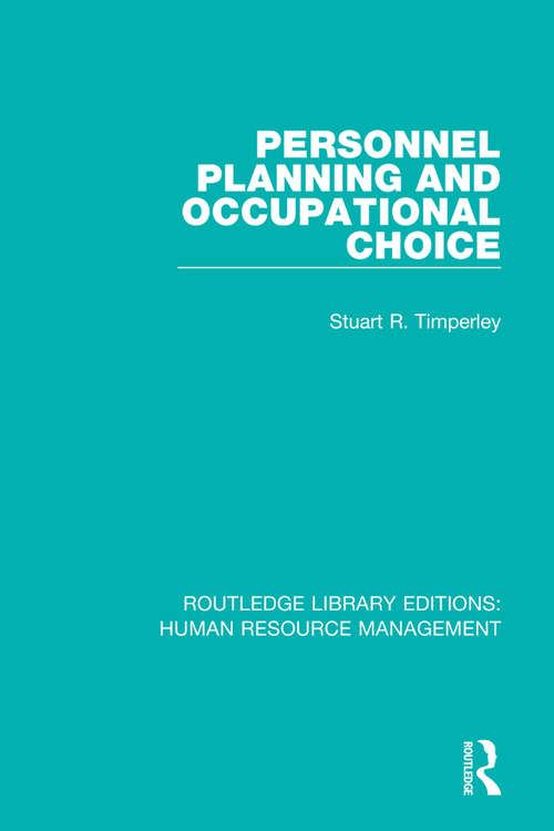 Book cover of Personnel Planning and Occupational Choice