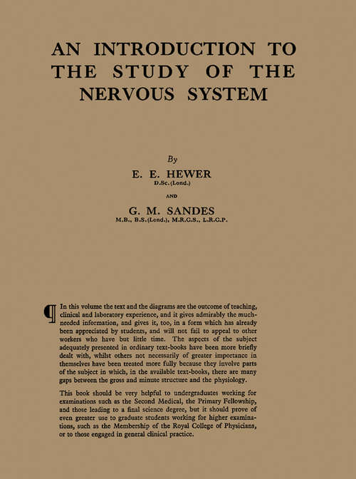 Book cover of An Introduction to the Study of the Nervous System (2)