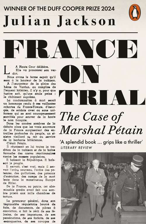 Book cover of France on Trial: The Case of Marshal Pétain