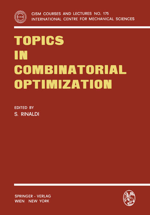 Book cover of Topics in Combinatorial Optimization (1975) (CISM International Centre for Mechanical Sciences #175)