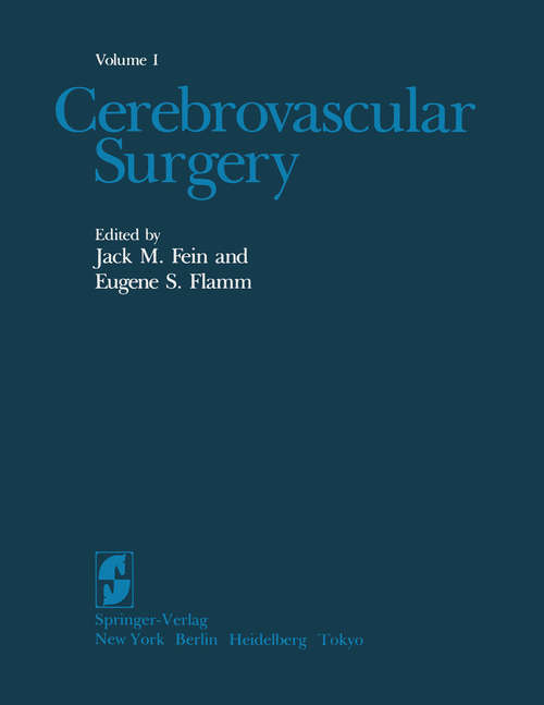 Book cover of Cerebrovascular Surgery: Volume I (1985)