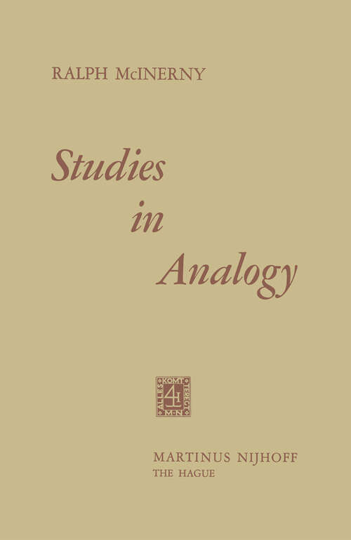 Book cover of Studies in Analogy (1968)