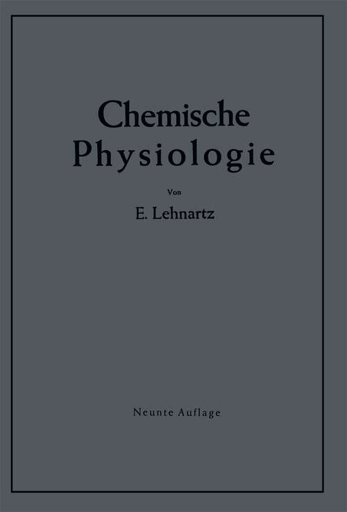 Book cover of Einführung in die chemische Physiologie (9. Aufl. 1943)