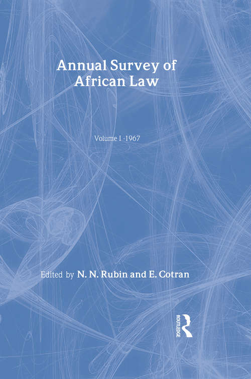 Book cover of Annual Survey of African Law Cb: Volume One : 1967