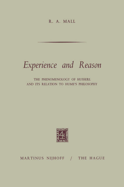 Book cover of Experience and Reason: The Phenomenology of Husserl and its Relation to Hume’s Philosophy (1973)