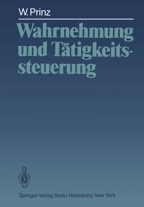 Book cover of Wahrnehmung und Tätigkeitssteuerung (1983)