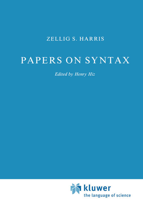 Book cover of Papers on Syntax (1981) (Studies in Linguistics and Philosophy #14)