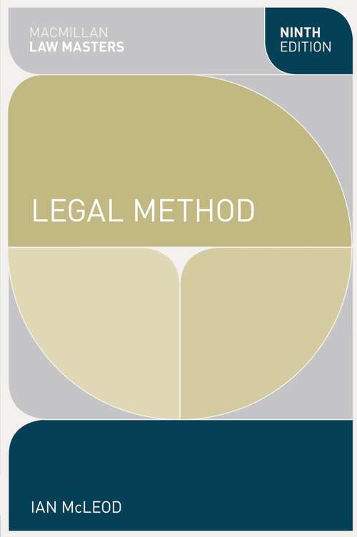 Book cover of Legal Method (9th ed. 2013) (Macmillan Law Masters)