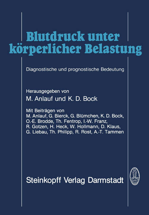 Book cover of Blutdruck unter körperlicher Belastung: Diagnostische und prognostische Bedeutung (1984)