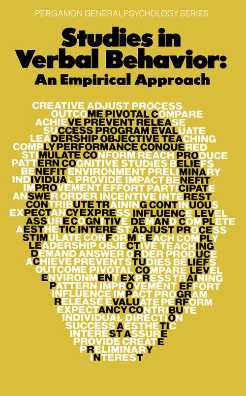 Book cover of Studies in Verbal Behavior: An Empirical Approach