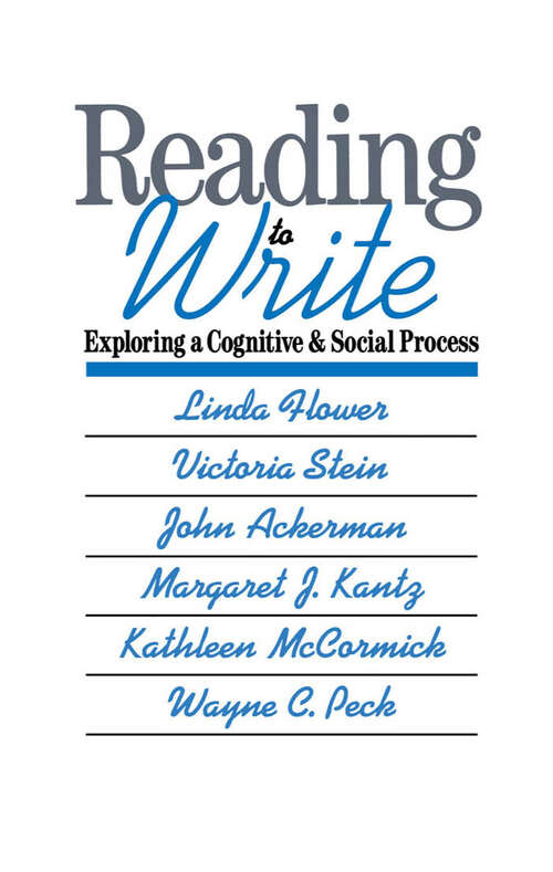 Book cover of Reading-to-Write: Exploring a Cognitive and Social Process (Social and Cognitive Studies in Writing and Literacy)