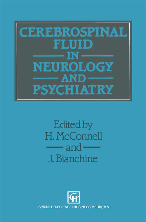 Book cover of Cerebrospinal Fluid in Neurology and Psychiatry (1994)