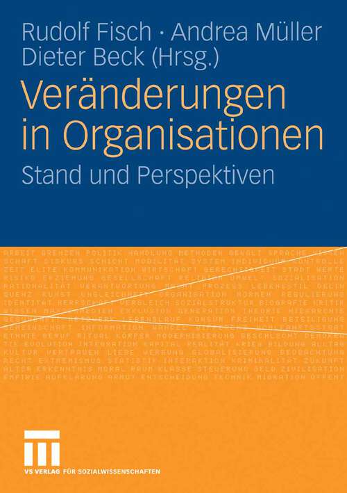 Book cover of Veränderungen in Organisationen: Stand und Perspektiven (2008)