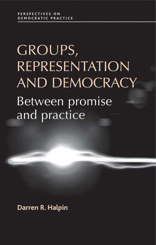 Book cover of Groups, representation and democracy: Between promise and practice (Perspectives on Democratic Practice)