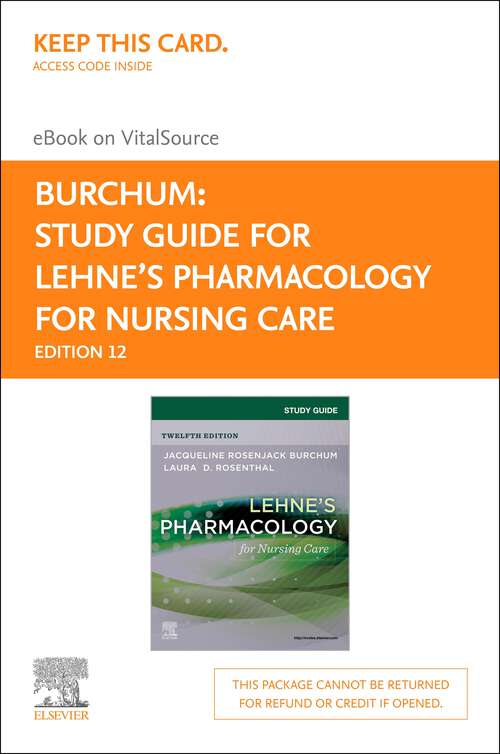 Book cover of Study Guide for Lehne's Pharmacology for Nursing Care - E-Book (12)