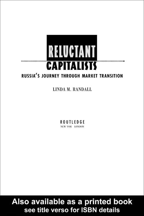 Book cover of Reluctant Capitalists: Russia's Journey Through Market Transition