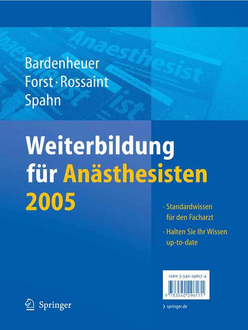 Book cover of Weiterbildung für Anästhesisten 2005 (2006)