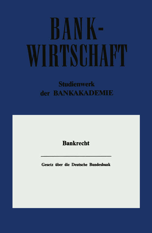 Book cover of Gesetz über die Deutsche Bundesbank (1983)