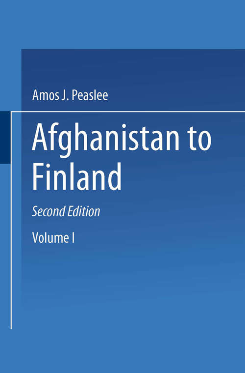 Book cover of Constitutions of Nations: Volume I: Afghanistan to Finland (2nd ed. 1956)