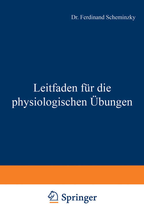 Book cover of Leitfaden für die physiologischen Übungen (1930)