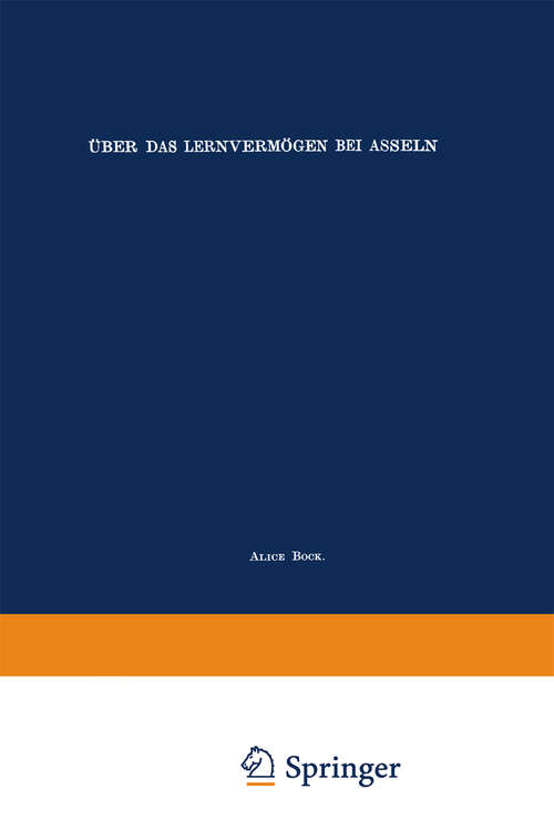 Book cover of Über das Lernvermögen bei Asseln (1942)