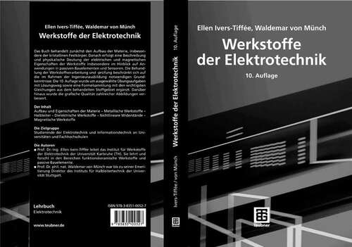 Book cover of Werkstoffe der Elektrotechnik (10. Aufl. 2007)