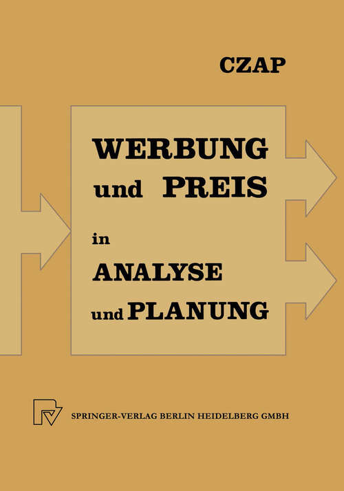 Book cover of Analyse und Planung von Werbeausgaben und Preispolitik bei konkurrierenden Produkten (1980)