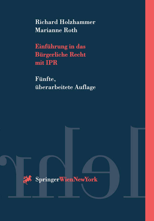 Book cover of Einführung in das Bürgerliche Recht mit IPR (5. Aufl. 2000) (Springers Kurzlehrbücher der Rechtswissenschaft)