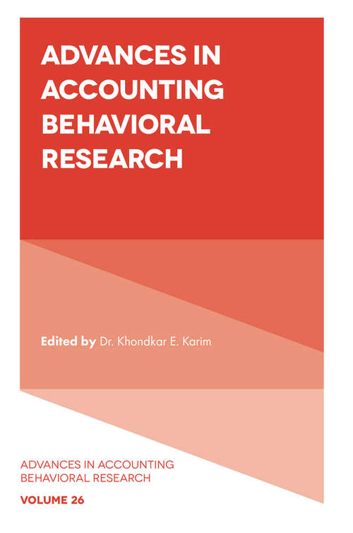 Book cover of Advances in Accounting Behavioral Research (Advances in Accounting Behavioral Research #26)