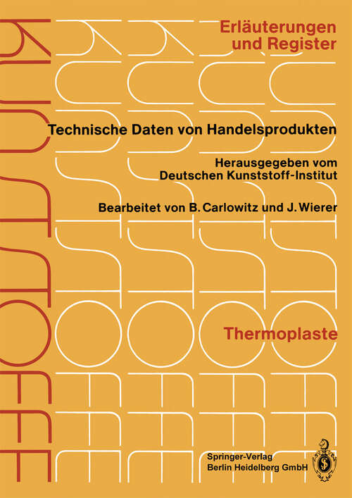 Book cover of Thermoplaste: Erläuterungen und Register (1988) (Kunststoffe: 1-12 / 1-804)