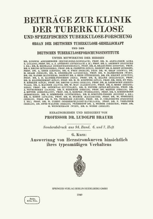 Book cover of Auswertung von Herzstromkurven hinsichtlich ihres typenmäßigen Verhaltens (1940)