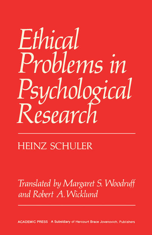 Book cover of Ethical Problems in Psychological Research