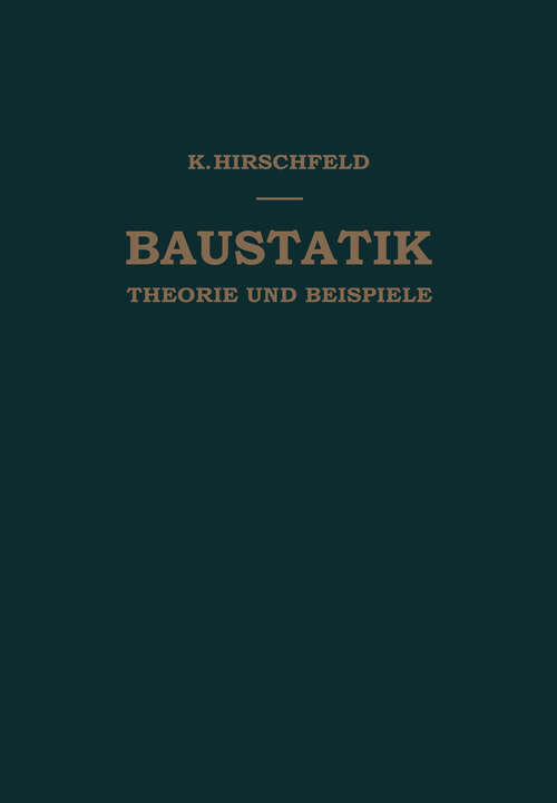 Book cover of Baustatik: Theorie und Beispiele (1959)