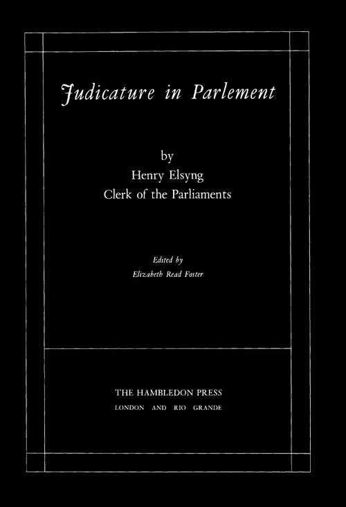 Book cover of Judicature in Parlement