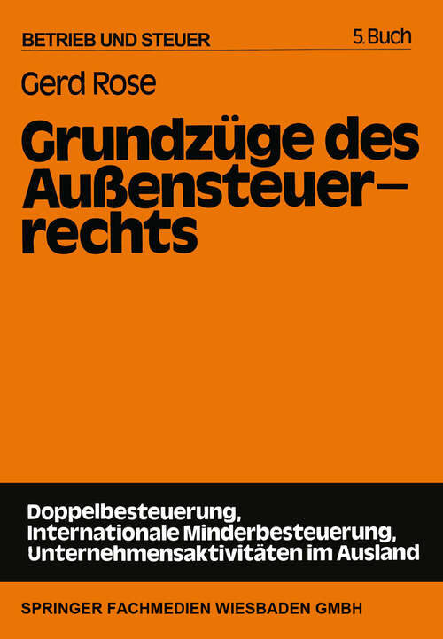 Book cover of Grundzüge des Außensteuerrechts (1982)
