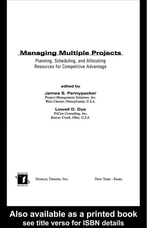 Book cover of Managing Multiple Projects: Planning, Scheduling, and Allocating Resources for Competitive Advantage