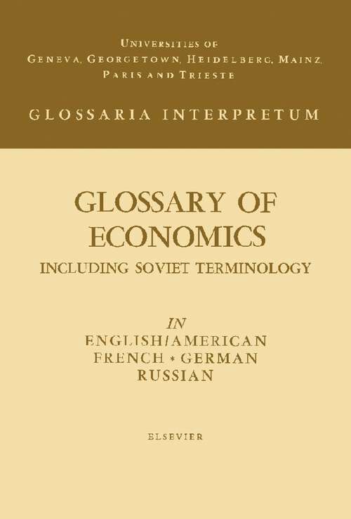 Book cover of Glossary of Economics: Including Soviet Terminology